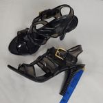 Dolce & Gabbana  Black PVC And Leather Strappy Woven Detail Heel Sandals Sz 38.5 Photo 5