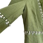Tory Burch Embellished Avery Linen Boxy Jeweled Crop Jacket Green Silver US 6 Photo 4