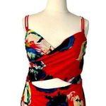 Lila Rose Lela Rose Women's Swim Tank Top Red Black Abstract Floral Size 42DDD Photo 0