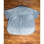 American Eagle Chambray Denim Cropped Button Faded Front Shirt SZ L Photo 1