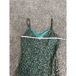 Nine West Vintage Y2K Silk Slip Dress 4 Midi Sleeveless Teal Brown Sequin Fairy Photo 7
