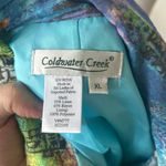 Coldwater Creek Vintage  Linen Parisian Eiffel Tower Print Aqua Blue Jacket Photo 3