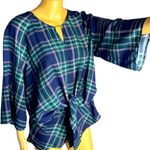 Krazy Kat  PLAID PEPLUM TOP BLOUSE TIE KNOT FRONT L Photo 5