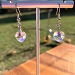 Swarovski Crystal AB Heart Dangle Fish Hook Earrings Silver Photo 2
