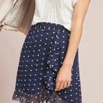 Anthropologie Hutch | Navy & White Polka Dot Ruffle Skirt Size 2 XS Pinup Retro Photo 0