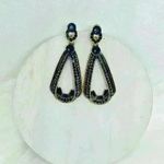 Water drop Retro Statement Earrings in Golden Blue Photo 3