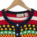Carroll Reed Women's M Nautical Knit Cardigan Button Up Cotton Colorful 90's Black Size M Photo 5