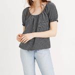 Madewell  Texture & Thread Blue White Stripe Puff Shortsleeve Shirt Women XS Photo 0