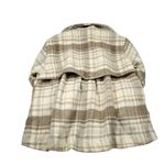 Free People Highlands Wool Plaid Double Breasted Peacoat Brown Size XL Oversized Photo 2