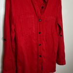 ZARA Premium Denim Red Button Down Casual Long Sleeve Shirt Size XS Photo 2