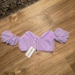 Selfie Leslie Bisous Sweetheart Neckline Ruched Off-Shoulder Crop Top Lilac Photo 3