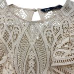 ZARA Lace Ruffle Top M Beige Cream Cropped Boho Prairie Cottagecore Romantic Photo 9