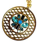 Swavorski Authentic Swarovski 18k Gold Plated Cyan Crystal Pendant Necklace Photo 7