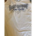Harley Davidson White Tank Rhinestone Front Blue Trim Women's Small Schaefers PA Photo 4