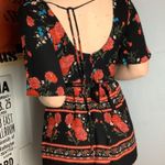 Francesca's Black & Red Floral Romper Photo 4