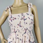 Japna  Pink Floral Smocked‎ Boho Flowy Maxi Dress Size S Cottagecore Coquette Photo 2