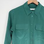 EQUIPMENT Femme Silk Button Down Shirt Green Long Sleeve Two Pocket Size XS Photo 5