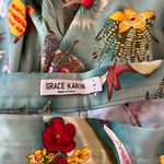 Grace Karin  Turquoise Rockabilly Viva Frida Kahlo Pleated A-Line Skirt Photo 4