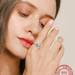 SIZE 9 925 Crown Natural Turquoise Cubic Zirconia Ring Silver Photo 2