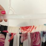 cupio Black White Stripe Pink Red Blue Multi Floral Sheer Lined Midi Skirt Small Photo 11