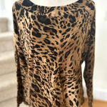 Ralph Lauren  Brown Black Leopard Print Cotton Wide Neck Long Sleeve T-Shirt Photo 0