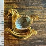 Swavorski VTG Lencia Austria Star Collection Swarovski Crystal Gold Plated Rocking Horse Photo 6