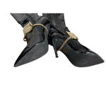 Jeffrey Campbell Knee High Vegan Patent Leather Chain Stiletto Heel Boots 7.5 Photo 7