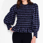 Nic+Zoe  Twilight Plaid Smocked Top size Small Photo 0