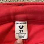 True Religion  Red Casey Low Rise Super Skinny Cropped Jeans Photo 3