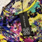 Cable & Gauge  women small blouse multicolor short sleeve side slits lightweight Photo 5