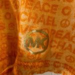 Michael Kors  AUTHENTIC! LOVE PEACE MK T-SHIRT WITH BUTTON SHOULDER WOMENS SZ L Photo 2