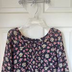 Free People Size 4 Black Multicolor Floral Babydoll Mini Tunic Dress Fairy Photo 5