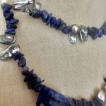 Lapis Lazuli & Freshwater Pearl Double Strand Necklace Blue Photo 5
