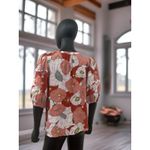 Loft Hibiscus Floral Red Pink Blouse XS Photo 3