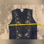 Teddi Vintage Navy Floral Embroidered Vest Blue Size L Photo 3