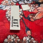 Kut From The Kloth  Blouse Top Womens Medium Red Floral Sheer‎ Chiffon V-Neck Tie Photo 8
