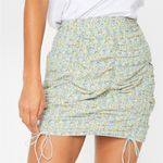 Pretty Little Thing Blue & Green Ditsy Floral Ruched Mini Skirt Size 8 Photo 4