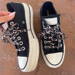 Converse Black  all star platform shoes with leopard print laces sz 5 women’s / in amazing condition Photo 2
