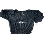 Free People  Dorothy Crop‎ Top Y2k Black Stripe LARGE Peasant Feminine NWT Photo 5