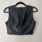 7 For All Mankind NEW  Womens Faux Leather Sleeveless Crop‎ Top Black Size Small Photo 2