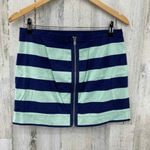 Gap Nautical Mini Skirt Womens 2 Blue Green Cotton Stripe Zip Back Pocket Photo 3