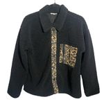 Mystree  Sherpa jacket black with animal print detail small Photo 0