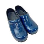 Sanita Blue Croc Embossed Patent Leather Clog Womens EU 37 Comfort Professional Photo 1