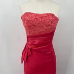 Vintage 90s Jessica McClintock Maxi Gown Lace Strapless Mermaid Skirt Pink 0 Photo 2