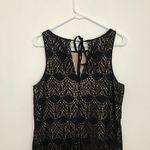 Loft ANN TAYLOR Black Beige Crochet Sleeveless Tie Bow Back Cotton Shift Dress 6 Photo 8