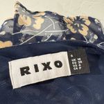 RIXO Cheryl 100% Silk Floral Puff Sleeve Ruffle Trim Tiered Midi Dress Small Blue Photo 4