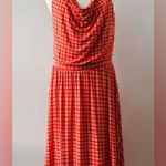 Anthropologie Maeve by Brianne Cowl Neck Daisy Print Dress Orange Size M Photo 3