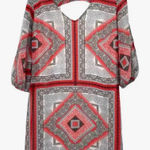 Bisou Bisou  Gray White Orange Scarf Print Lightweight Lined‎ Sheath Dress Size 2 Photo 0