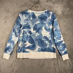 Peace Love World Sweatshirt Blue White Floral Print Pullover Top Comfy Casual S Photo 2