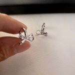 Huggie Bow Silver Hoop Earrings for Women Photo 3